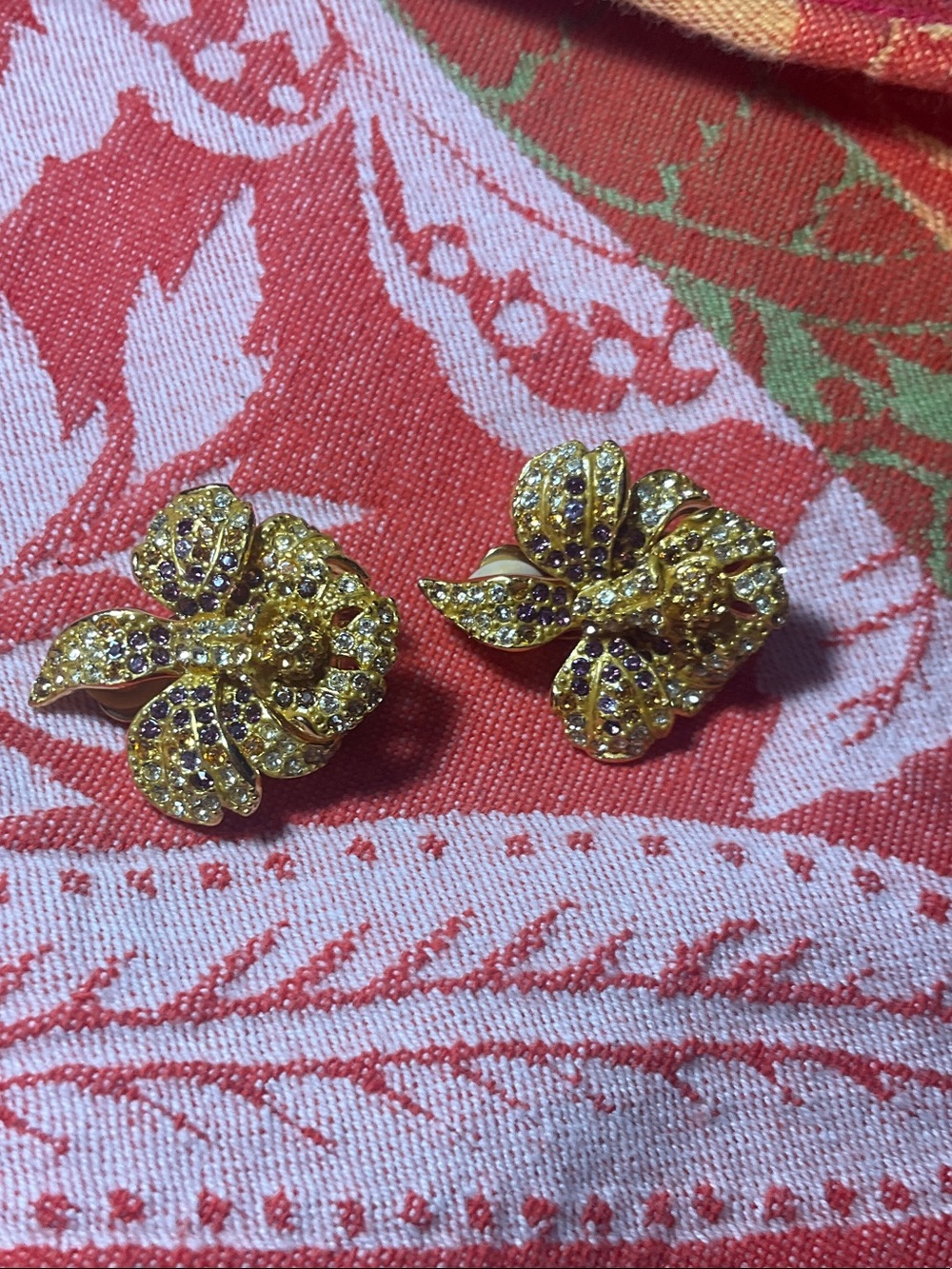 Joan Rivers Ombré Crystal Yellow Gold Orchid Clip-on Earrings